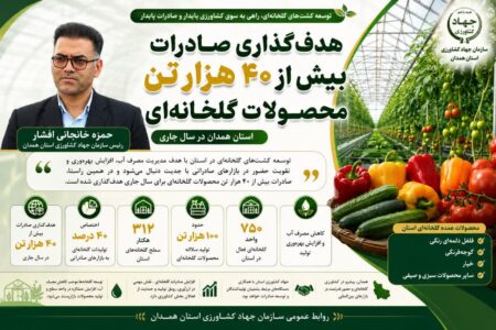 صادرات ۴۰ هزار تن محصولات گلخانه‌ای استان هدف‌گذاری شد